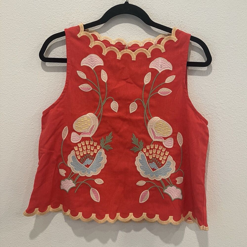 Women's Embroidery Ethnic Style Floral Tank Red Top Small Vacation Party Boho
